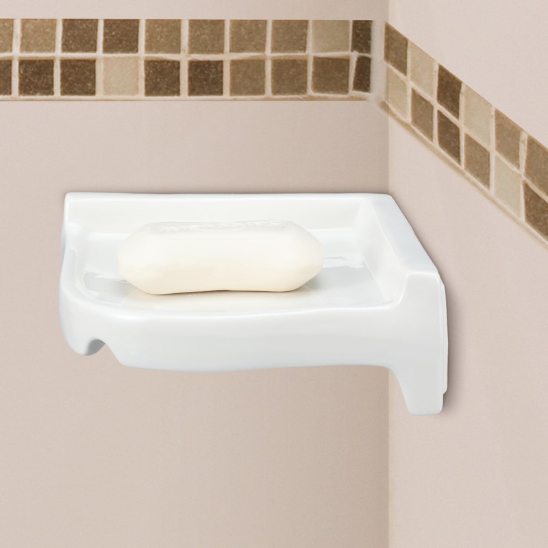 Honeydak Ceramic Corner Soap Dish for Shower Wall Tile White