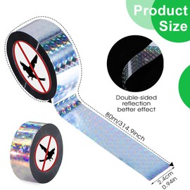 WUSJCOF 2 Rollen Reflektierendes Vogelabwehr Band, Vogelschreck Vogelabwehrband für Garten, Balkon, Hochbeet, Pflanzenschutz, Effektives Abwehrband gegen Vögel (80m x 2.4cm)