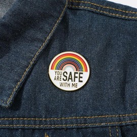 You are Safe with Me pins Enamel Lapel Pin Rainbow Pride Pin Cute Brooches Pin for Clothing Backpack Hat Decoration - Colour: B