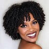 Short Black Kinky Curly Afro Bob Glueless Wigs Pre Plucked