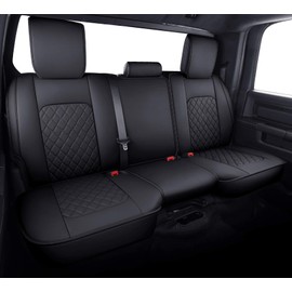 Aierxuan Dodge Ram Back Seat Covers Waterproof Leather Custom Fit 2009-2026 1500, 2010-2026 2500/3500 Crew Quad Regular Cab Pickup Cushions Compatible with Split Bench 40/60(Rear Seat/Black)