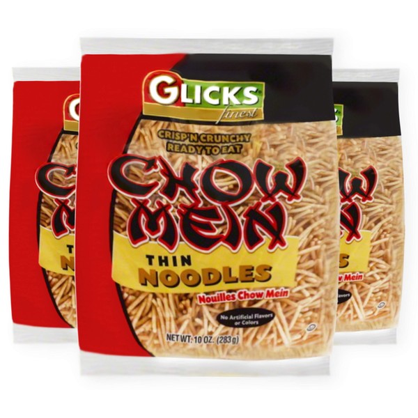 Glicks Thin Chow Mein Noodles, 10oz (3 Pack), Thin and