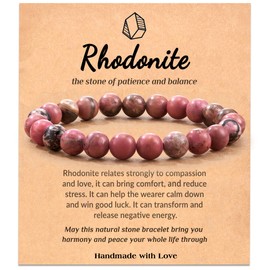 Seyaa Rhodonite Bracelets for Women Natural Stone Chakra Beaded Bracelet, Men Women Reiki Yoga Bracelet Gifts