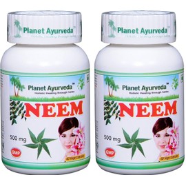 Neem - 2 Bottles (Each 60 Capsules, 500mg) - Planet Ayurveda in USA