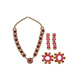 Shilpkari Laddu Gopal ji Jewellary Set, Stone Necklace, Kada Bangles kanha ji for God Idol, Garland Haar for God Murti Idols, Statue, Figurines (All Laddu Gopal Jewellery - Pack of 3, Size 2-3)