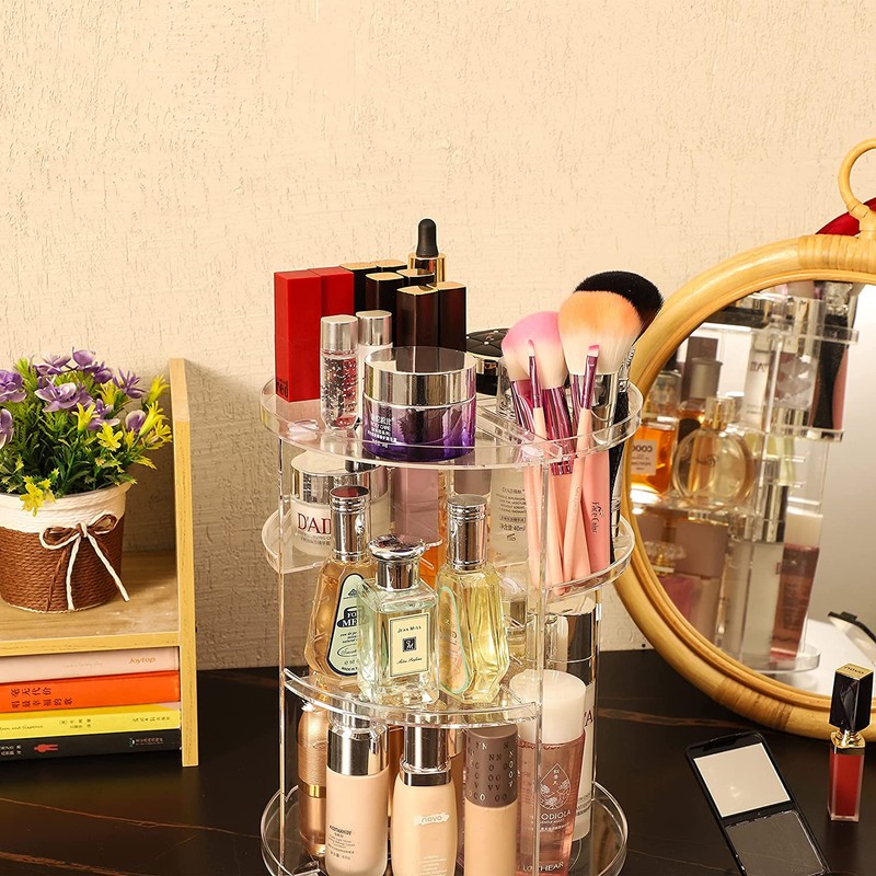 Cq acrylic 360 Degree Rotating Makeup Organizer for Bathroom,4 Tier