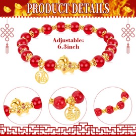 Chinese New Year Beaded Charm Bracelets Year of The Horse 2026 Bracelet Red String Gold Horse Charm Beaded Bracelets for Chinese New Year Gift Good Luck