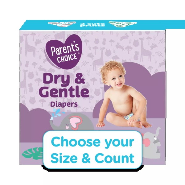 Parent's Choice Dry & Gentle Disposable Baby Diapers, Size 4,