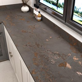 EPPKILY Brown Gold Marble Contact Paper Peel and Stick for Countertops Matte Brown Marble Wallpaper Removable Countertop Contact Paper Waterproof for Kitchen Cabinets Bathroom Vinyl Roll 15.7"×78.7"