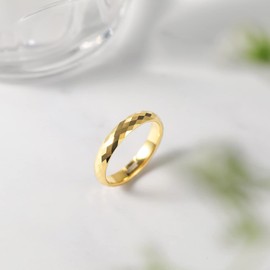 Greenpod 4MM Gold Tungsten Wedding Band for Women Faceted Edge Dome Polished Engagement Rings Size 10.5