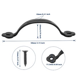 Piutouyar 12 Pcs Barn Door Handles Rustic Gate Handle 2.6 Inch Hole to Hole Metal Gate Pull Handle Fence Handle for Cabinet Garage Closet Drawer Outdoor Indoor, Black 3 Inch Length