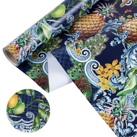 WRAPAHOLIC Scented Wrapping Paper - Mini Roll - 17 Inch x 16.5 Feet - Pineapple and Lemon Design with Faint Fragrance for Drawer Liners, Home Closet Shelves, Gift Wrap