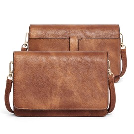 BROMEN Crossbody Bags for Women Small Cell Phone Shoulder Bag Wristlet Wallet Clutch Purse White with Mocha Brown