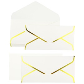 5 Pieces Craft Envelopes with Gold Border, Vintage Envelopes for for Graduation Invitation Wedding Greeting - White