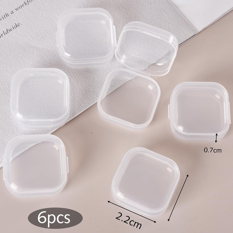 Luxiremi Small Square Clear Plastic Organizer Boxes,6pcs Mini Clear Plastic