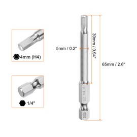 sourcing map 2pcs Hex Head Wrench Drill Bit 4mm (H4) Metric 1/4" Hex Shank 65mm (2.6") Long Magnetic S2 Steel Screwdriver Bits Industrial Grade Hexagon Flat Tip Drill Bits for Screws