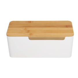 Cable Management Box, Cord Box Hider, Stylish Extension Socket Cord Organizer Box with Bamboo Wood Cover for Router Desk Power Strip