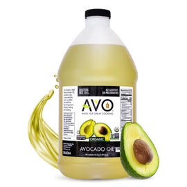 AVO ORGANIC AVOCADO Oil Frying, Baking, Non-stick Sautéing, Salads, Vinaigrette, Marinades, Pan Coating, General Cooking 64 Fl-oz (Half a Gallon), NO preservatives added, Naturally Processed