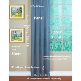 Today's Curtain Emelia Original Voile Panel 84", Wedge Blue, 60" W x 84" L