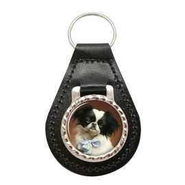 Giftshop UK Japanese Chin by Carl Reichert Leather Key Fob