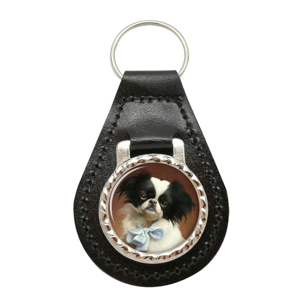 Giftshop UK Japanese Chin by Carl Reichert Leather Key Fob