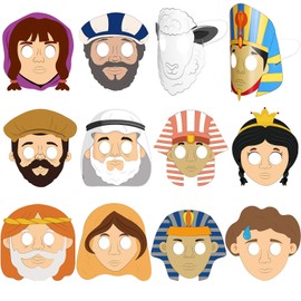 Capoda 12 Pcs Passover Decorations Passover Props Passover Character Masks Passover Party Favors Pesach Seder Gifts Egypt Role Play Costume Christian Pilgrim Photo Props for Kids Easter Religious