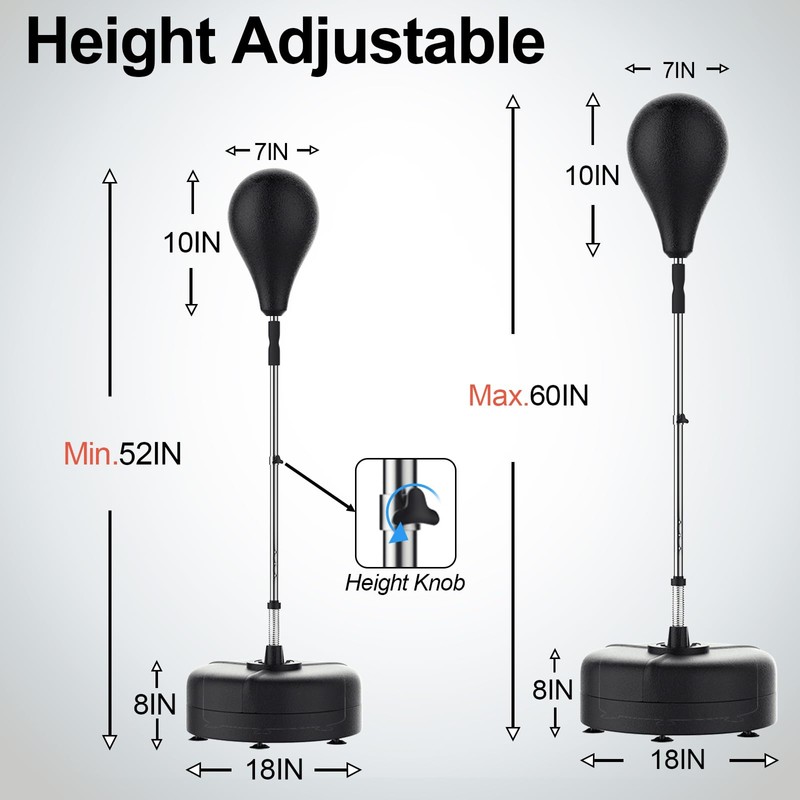 FitinOne Punching Bag with Stand, Boxing Bag Height Adjustable for