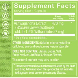 The Vitamin Shoppe Ashwagandha 470MG - Stress Support, Energy & Adaptogenic Wellness, Root Extract (120 Capsules)