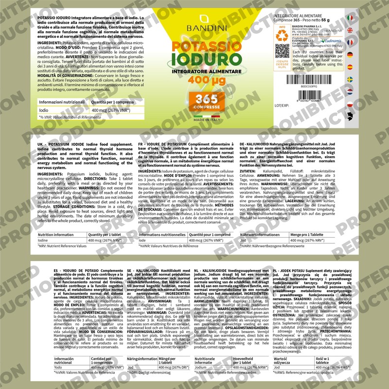 Bandini® Iodine 400mcg | 365 Vegan Tablets | 1+ Year