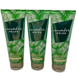Bath & Body [3 Pack] BODY CREAM 24 Hour Moisture 8 oz / 226 g (Packaging may vary) (Full Size, CUCUMBER MELON)