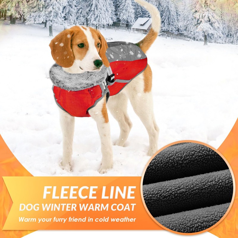 SlowTon Dog Jacket with Harness Built in - Waterproof Fleece