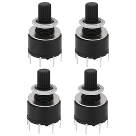 VGOL Pack of 4 16 mm 1 Pole 5 Position Rotary Switch with Washer and Nut Plastic Round Axis Tape Switch Handle Length 15 mm Black RS16