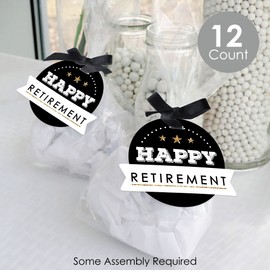 Big Dot of Happiness Happy Retirement - Retirement Party Clear Goodie Favor Bags - Treat Bags With Tags - Set of 12