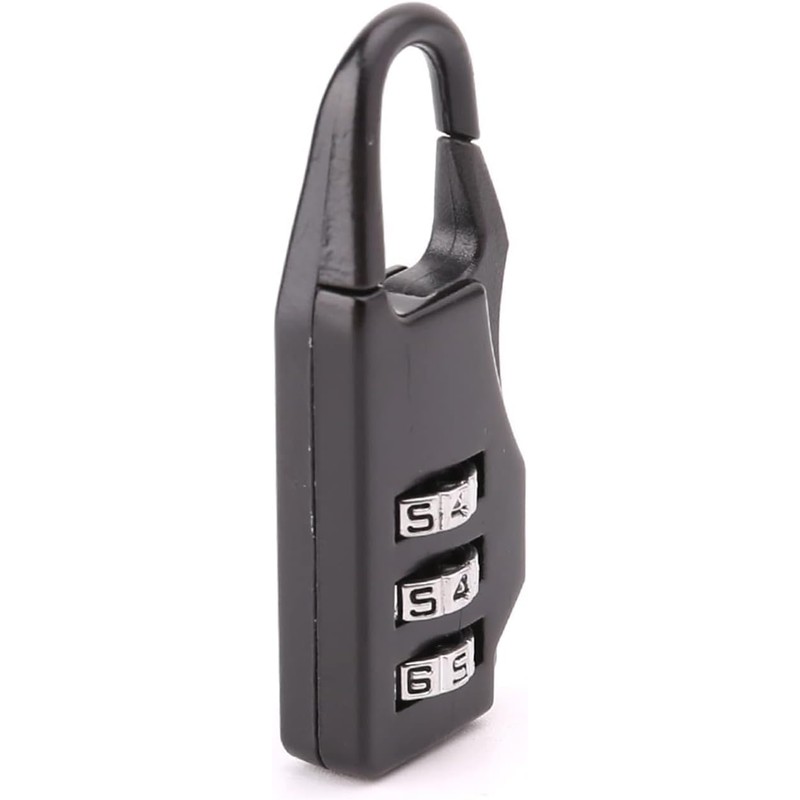 Black Zinc Alloy Three-Wheel Mini Code Lock Luggage Zipper Lock
