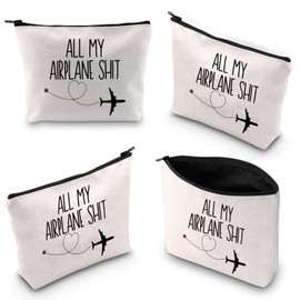 All My Airplane Sh*t Accessory Pouch Traveler Makeup Bag Charger Pouch Flight Attendant Cosmetic Bag (AIRPLANE)