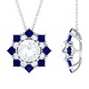 Rosec Jewels Certified Moissanite Sapphire Designer Necklace, D-Vs1 Quality, 8