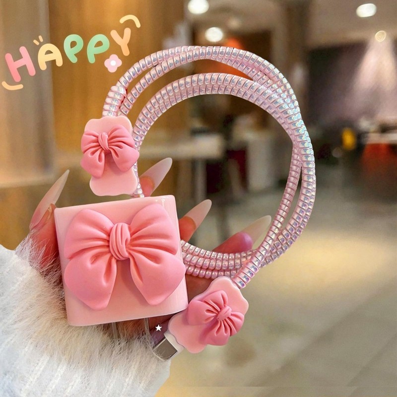 Cute Cable Protector for iPhone18W/20W Charger Power Adapter with 3D