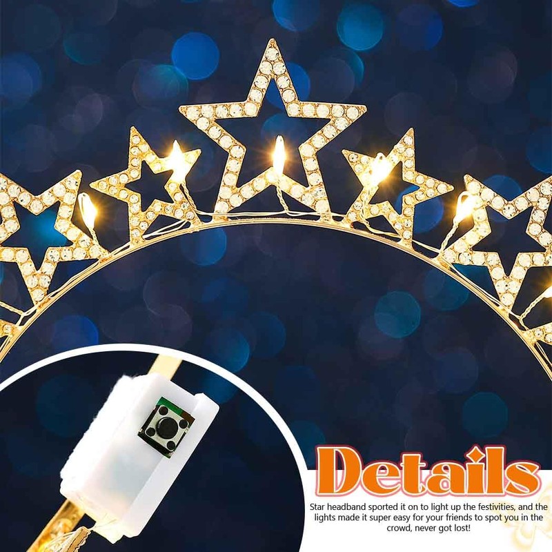 Light Up Star Headband Rhinestone LED Headbands Glow Party Hair