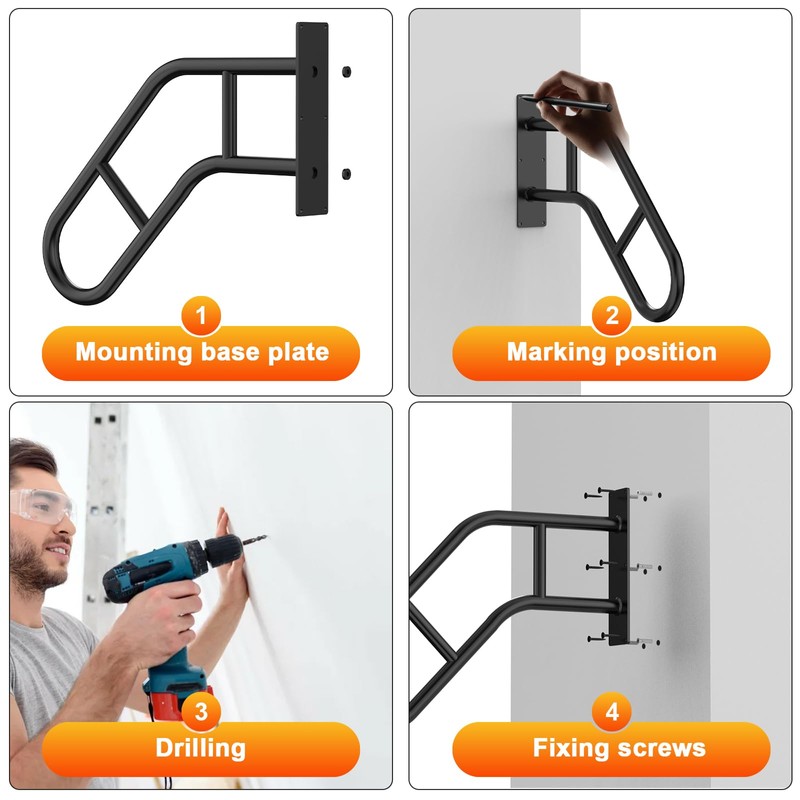 Handrails for Outdoor Steps ，22.8" Stair Railing Indoor1-3 Step, U-Shaped