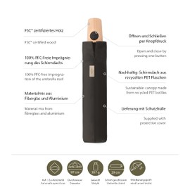 doppler Nature mini - sustainable umbrella - hand opener - 270 g - renewable raw materials - wind tunnel tested, Slate Grey