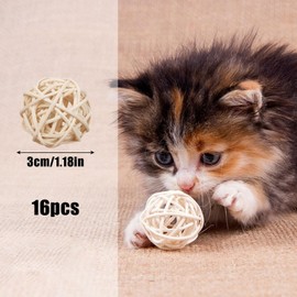 Munche Balls, 16 Pieces, 1.2 inches (3 cm), Parakeet, Toy, Rattan Ball, Natural Color, Mini Ball, Budget, Parrot, Bird, Hamster, Dog, Cat, Chew Toy, For Pets, Small Animals, Toys