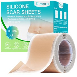 Dimora Waterproof Silicone Scar Sheets - Medical Grade Silicone Scar Tape (1.6”x60" Roll), Ultra-thin Scar Removal Treatment for Surgical Scars, C Section, Tummy Tuck, Keloid Treatment
