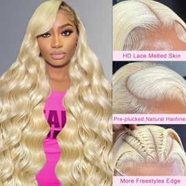 22 Inch Blonde 13x4 Lace Front Wigs Human Hair 613 Lace Front Wig Human Hair Pre Plucked Blonde Body Wave Wig With Baby Hair 200 Density 613 HD Lace Frontal Wigs For Women