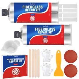 100ml Marine Fiberglass Repair Kit w/tools, White Gel Coat Repair Kit for Boats, Waterproof Fast Repair Epoxy Filler for Scratches, Cracks, Holes - for Fiberglass/Porcelain/Acrylic/Ceramic(2PCS)