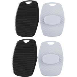 4 Piezas Estropajo para Cuerpo, Esponja de Ba?o para Limpieza Corporal Diaria, Dise?o Port?til para Viajes, Material Tpe para Piel Sensible, Tama?o 12 X 9.2 Cm en Colores Negro y Gris