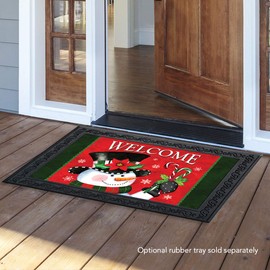 Briarwood Lane Christmas Snowman Welcome Doormat Candy Canes Indoor Outdoor 18"x30"