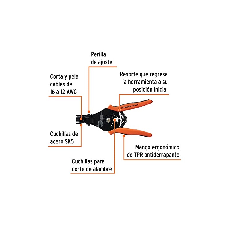Truper PE-CA-X, Pinza pela cables automática de precisión, 6"