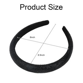 Amariver Black Rhinestones Headband for Women Sparkly Glitter Hair Band 1 Inch Beaded Headband for Girls Bling Jeweled Hair Hoops Stylish Hair Accessories for Women Girls