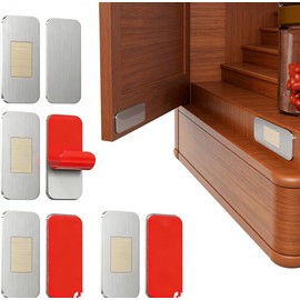 Magnetic Cabinet Door Catch,No Drill Adhesive Drawer Magnets to Stay Closed,Stainless Steel, Strong Hold Child Safety Lock for Kitchen Cabinets, Bathroom, RV Drawer Magnets (8, Silver)