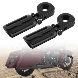 32mm For Harley Highway Pegs, Hutexico Motorcycle Highway Foot Pegs 1.25” Engine Guard Foot Rest With P-Clamps Mounts Kits For Touring Road King Street Softail Dyna Sportster Kawasaki Suzuki(Black 5)